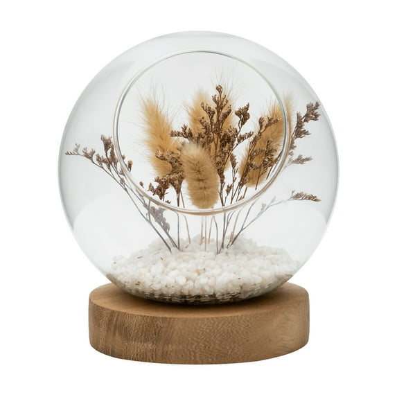 Mainstays Artificial Bunny Tail Cloche on Wooden Base, 6.5"