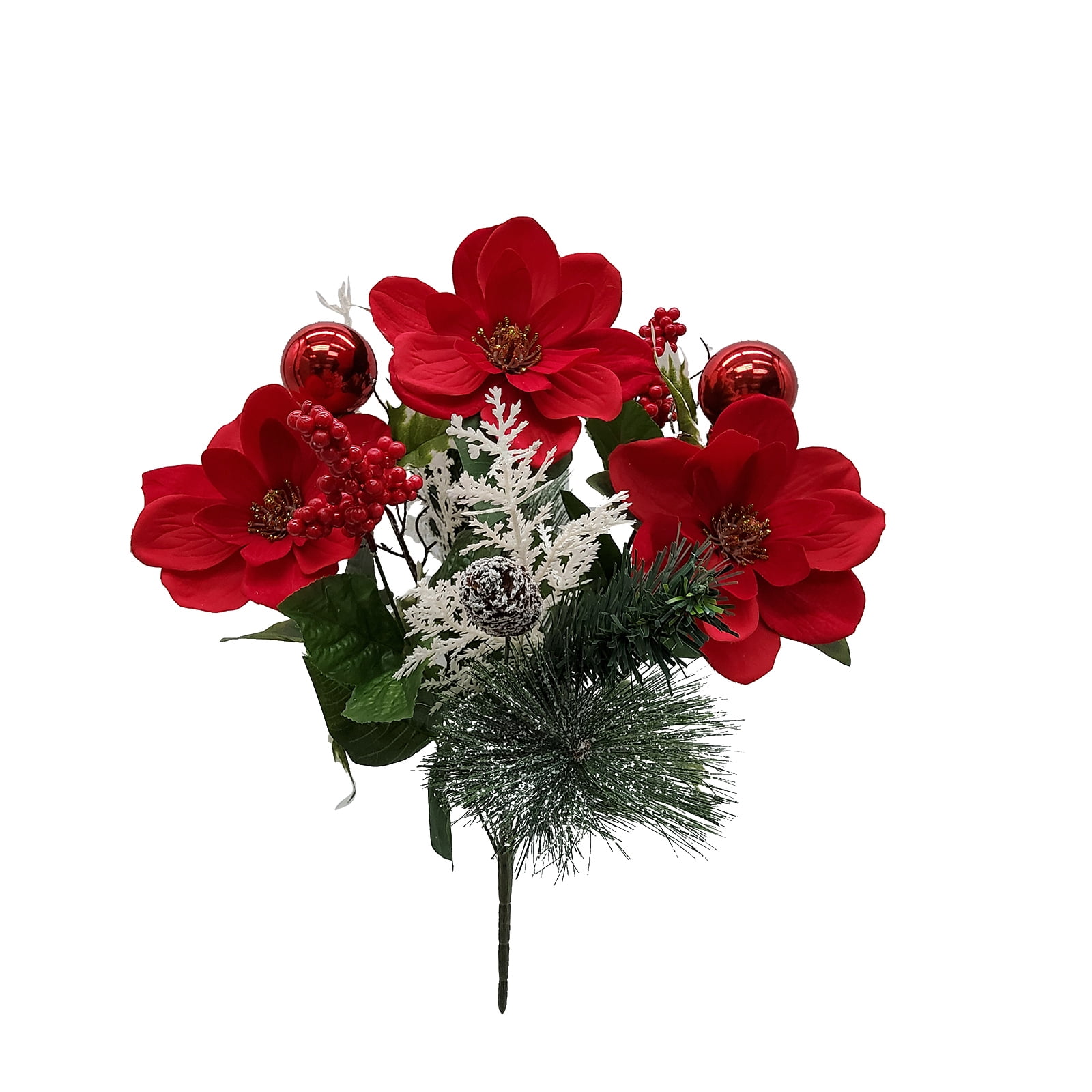 Mainstays Artificial Flower Red Magnolia Pine Cone Mix Bouquet