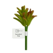 Mainstays Artificial Succulent Pick, 3 Inch x 5.5 Inch, Green with Red Tips