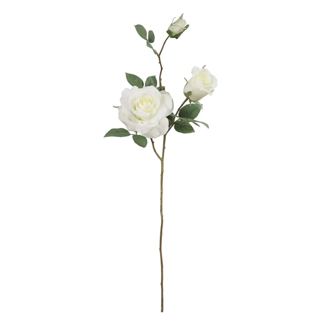 Mainstays Artificial White Rose 3-Head Long Spray, 29.5 in, Indoor Use ...