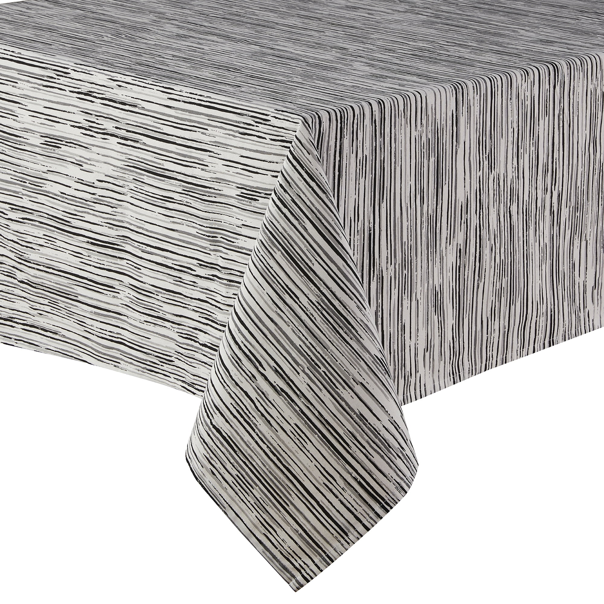 Mainstays Contemporary Tablecloth, 60 in x 102 in, Black and White Striped