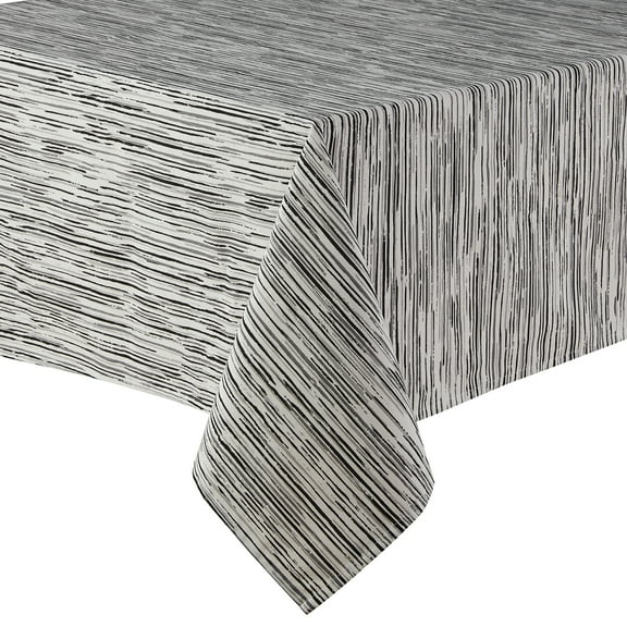 Mainstays Artistic Black and White Striped Tablecloth, Standard Size Fabric 60" x 102", B&W Striped