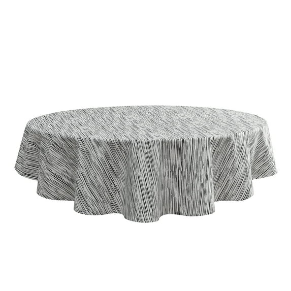 Mainstays Artistic Black and White Striped Tablecloth, Standard Size Fabric 70" Round, B&W Striped