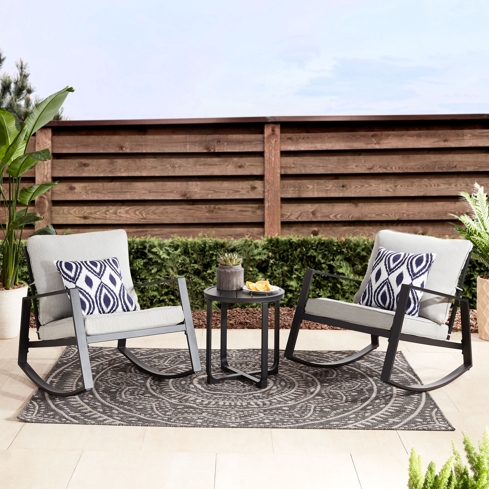 Mainstays Asher Springs 2-Piece Outdoor Furniture Patio Rocker Set -Grey - image 1 of 8