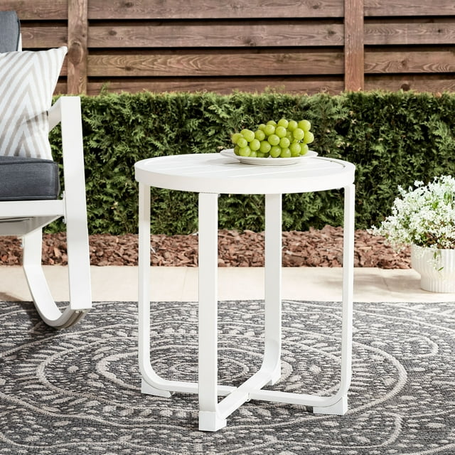 Mainstays Asher Springs Outdoor Steel Side Table White