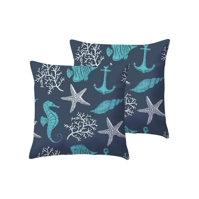 Mainstays Assorted Coral Sealife Outdoor Throw Pillow, 16