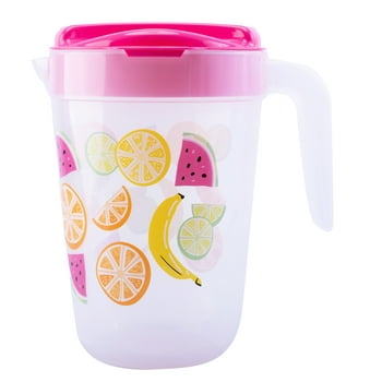 Mainstays - Assorted Fruit Plastic 1 Gallon Pitcher with Red Lid