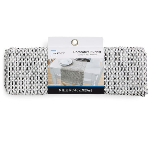 Mainstays Azye Fabric Table Runner, Black, 14"x72"