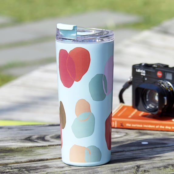 Mainstays Back to College 20 oz Double Wall Stainless Steel Tumbler, Flora