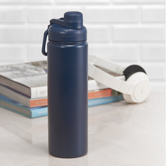 Mainstays Back to College 24 oz Double Wall Stainless Steel Chugger Bottle, Navy