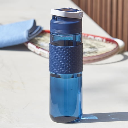 Mainstays Back to College 24 oz Single Wall Tritan Plastic Bottle with Silicone Sleeve, Navy