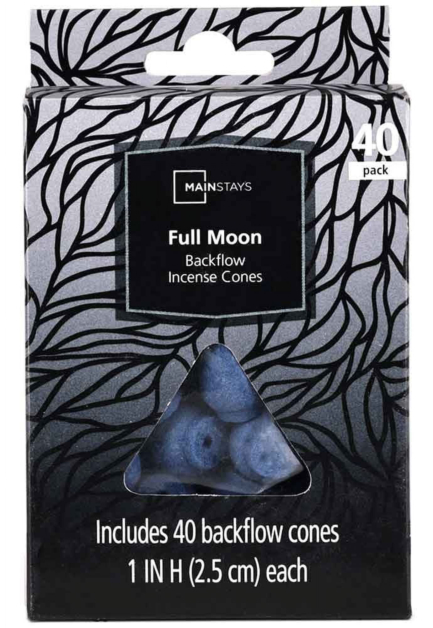 Mainstays Backflow Incense Cones Full Moon Fragrance Black 40 Pack 2462