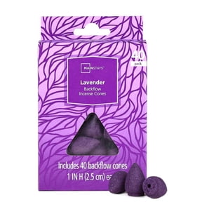 Mainstays Backflow Incense Cones, Lavender Fragrance (Purple), 40 Pack
