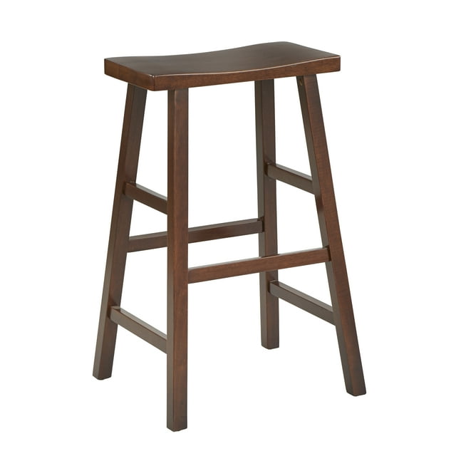 Mainstays Backless Saddle Seat Wood Bar Stool, 29" High, Brown Finish
