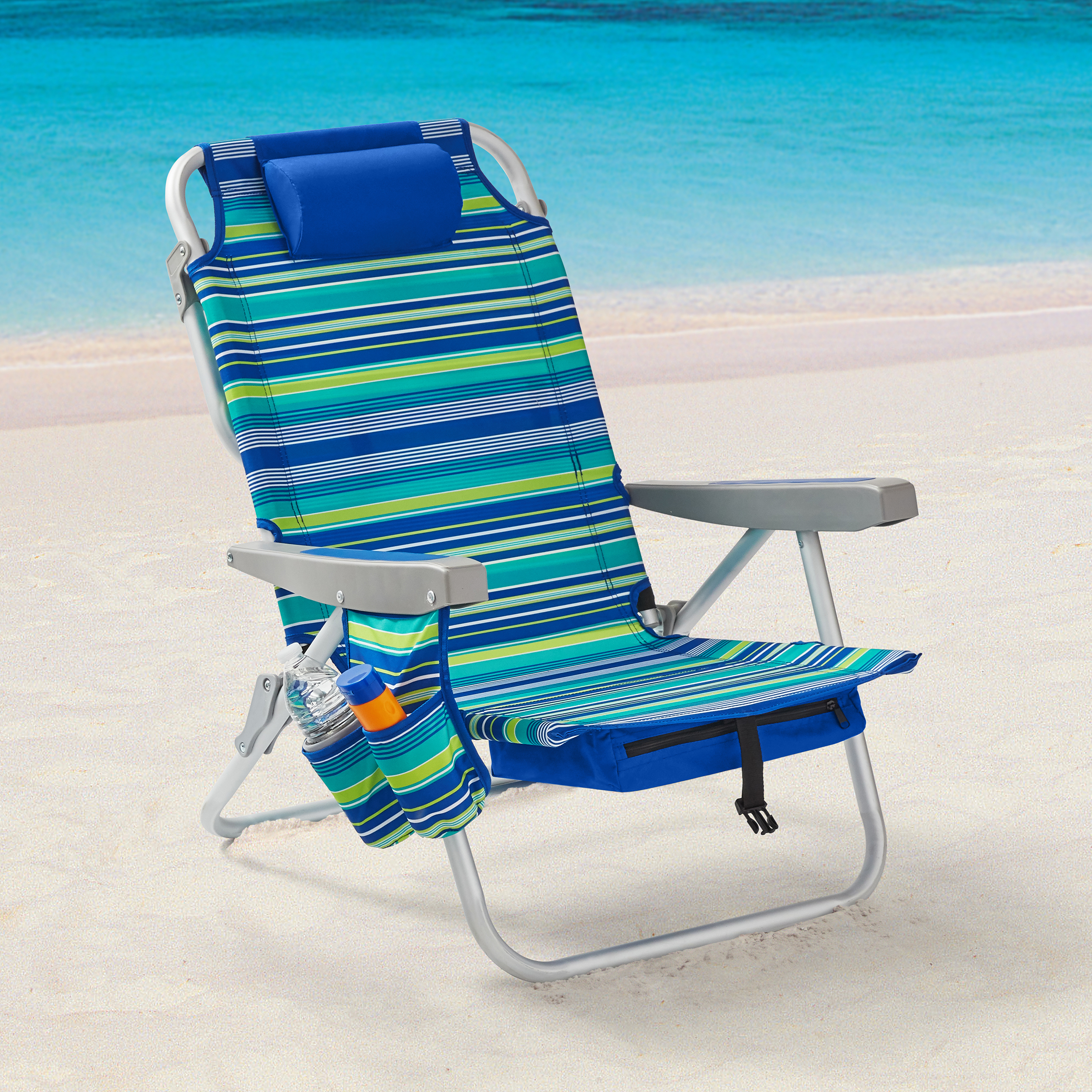 Mainstays Backpack Aluminum Beach Chair, Multi-color - image 1 of 11