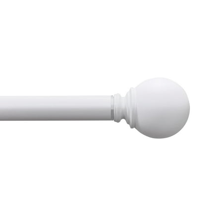(8 pack) Mainstays 1" White Ball Adjustable Single Curtain Rod, 30-84"