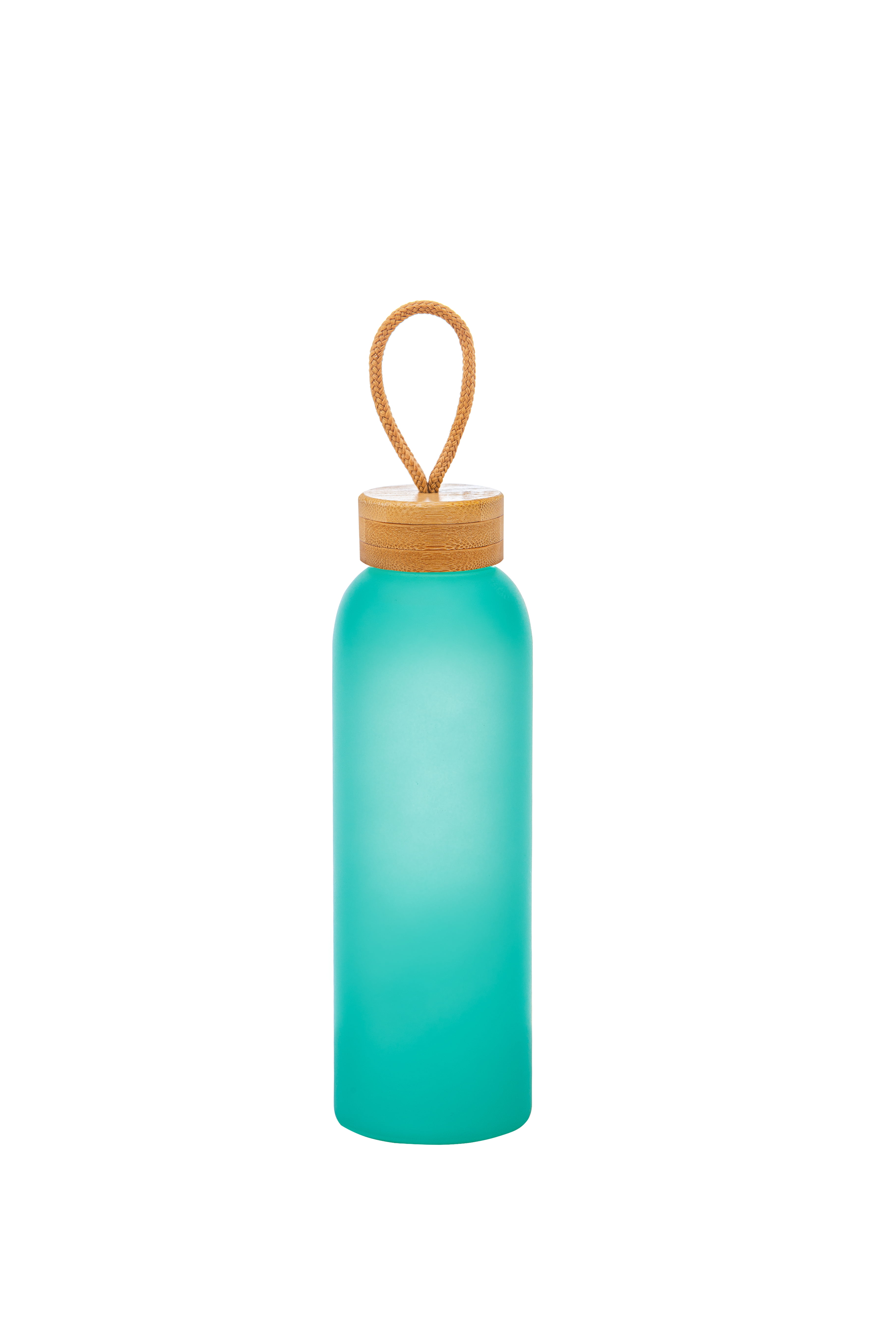 Mainstays Bamboo Lid 25 Oz Frosted Glass Bottle, Aqua 
