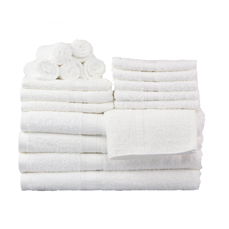 Mainstays Basic 18-Piece Cotton Bath Towel Set, White photo 1