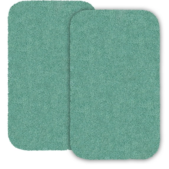 Mainstays Basic 2 Piece Bath Rug Set, 19.5" x 32" & 23" x 38", Clearly Aqua