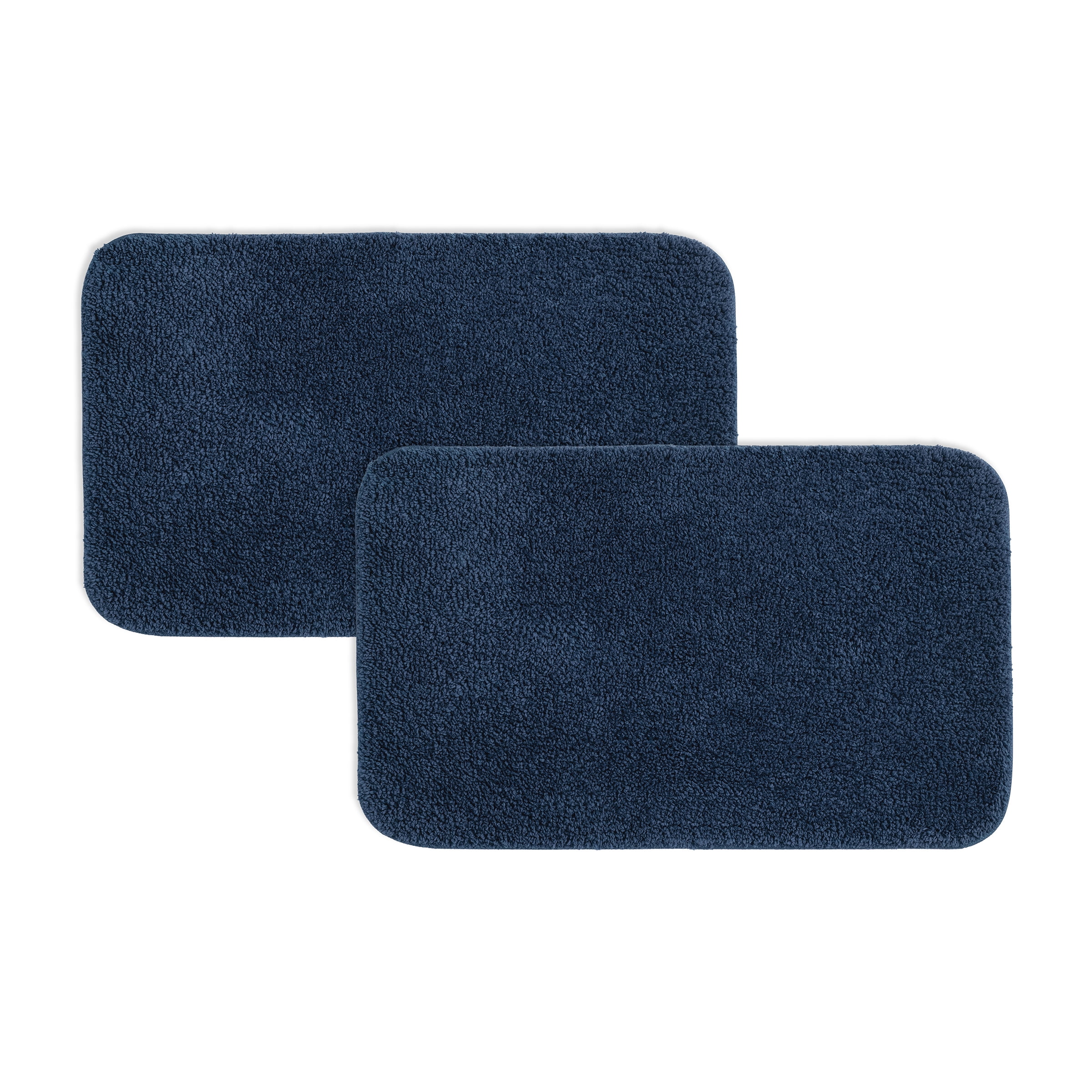 Mainstays Basic 2-Piece Polyester Bath Rug Set, Navy, 20" x 32"