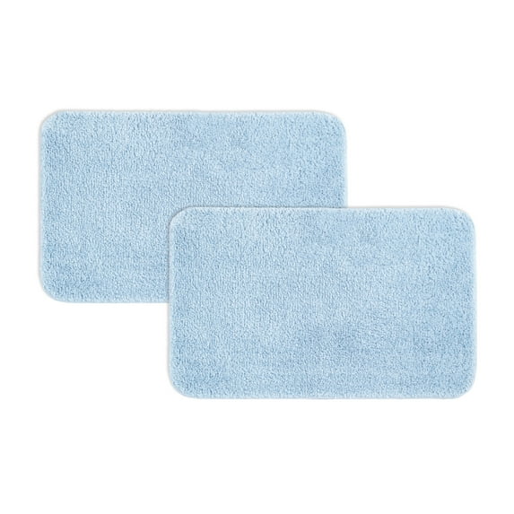 Mainstays Basic 2-Piece Polyester Bath Rug Set, Blue Shell, 20" x 32"