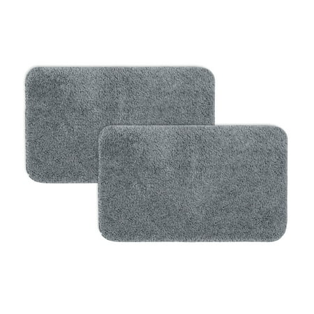 Mainstays Basic 2-Piece Polyester Bath Rug Set, Grey, 20" x 32"