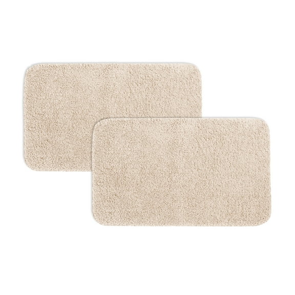 Mainstays Basic 2-Piece Polyester Bath Rug Set, Tan, 20" x 32"