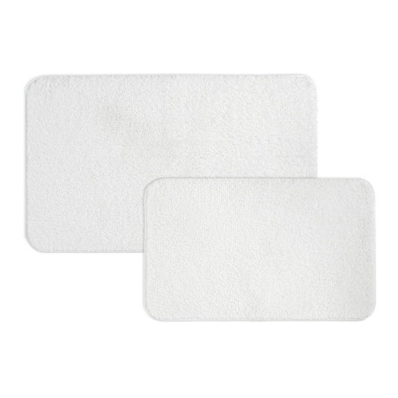 Mainstays Basic 2 Piece Polyester Bath Rug Set, 20" x 32" and 24" x 40" Bath Rug, Arctic White