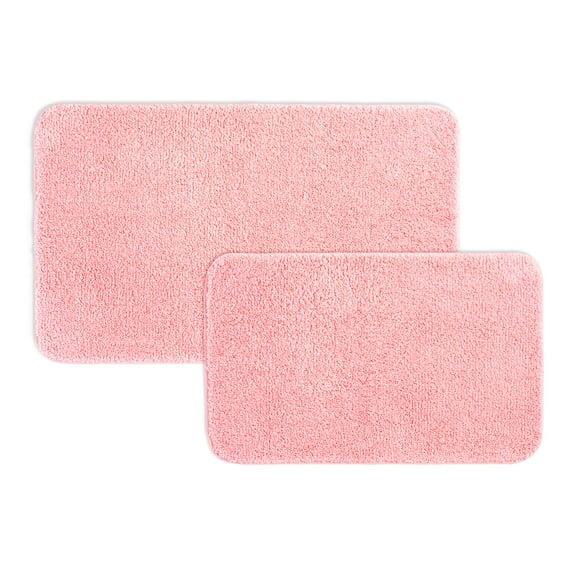 Mainstays Basic 2 Piece Polyester Bath Rug Set, 20" x 32" and 24" x 40" Bath Rug, Daylily Pink