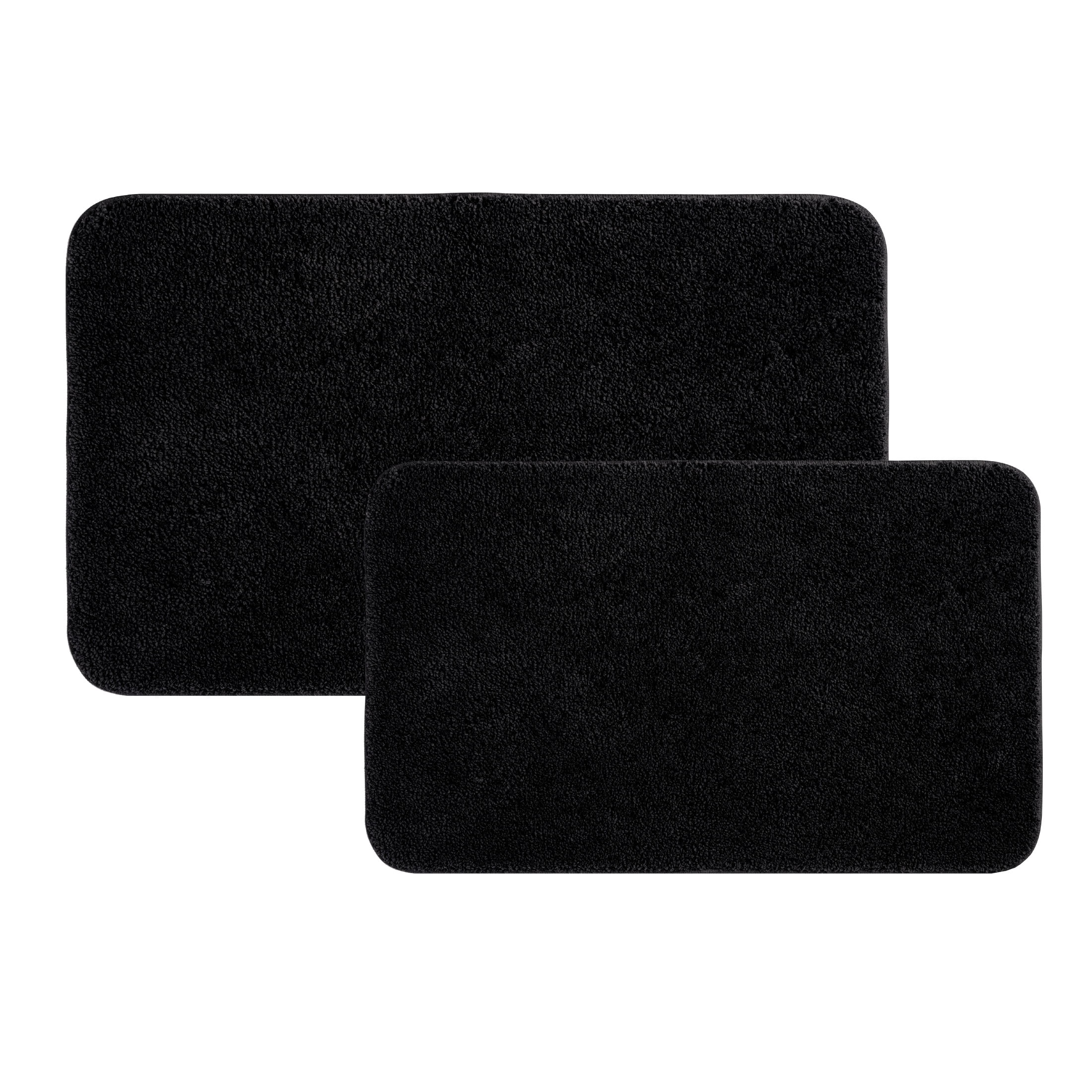 Mainstays Basic 2 Piece Polyester Bath Rug Set, 20" x 32" and 24" x 40" Bath Rug, Rich Black
