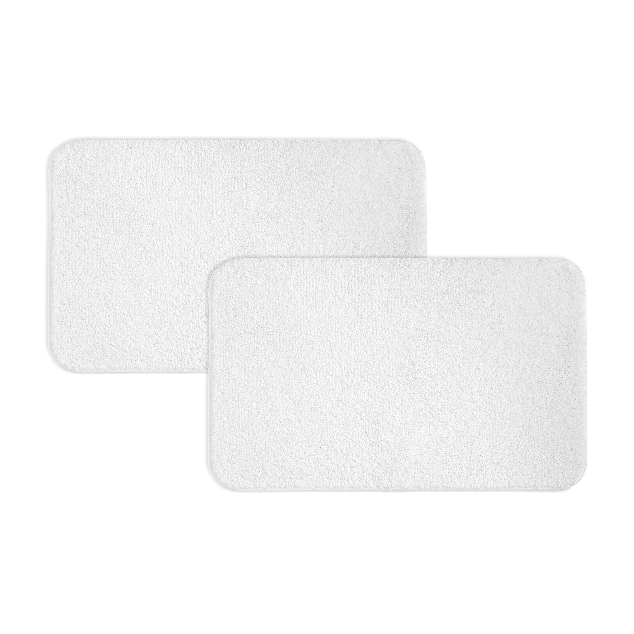 Mainstays Basic 2 Piece Polyester Bath Rug Set, Two 20" x 32" Rugs, Arctic White