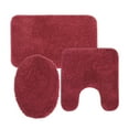 thumbnail image 1 of Mainstays Basic 3 Piece Polyester Bath Rug Set, 20 x 32 Rug, Contour, Lid - Merlot Red, 1 of 14