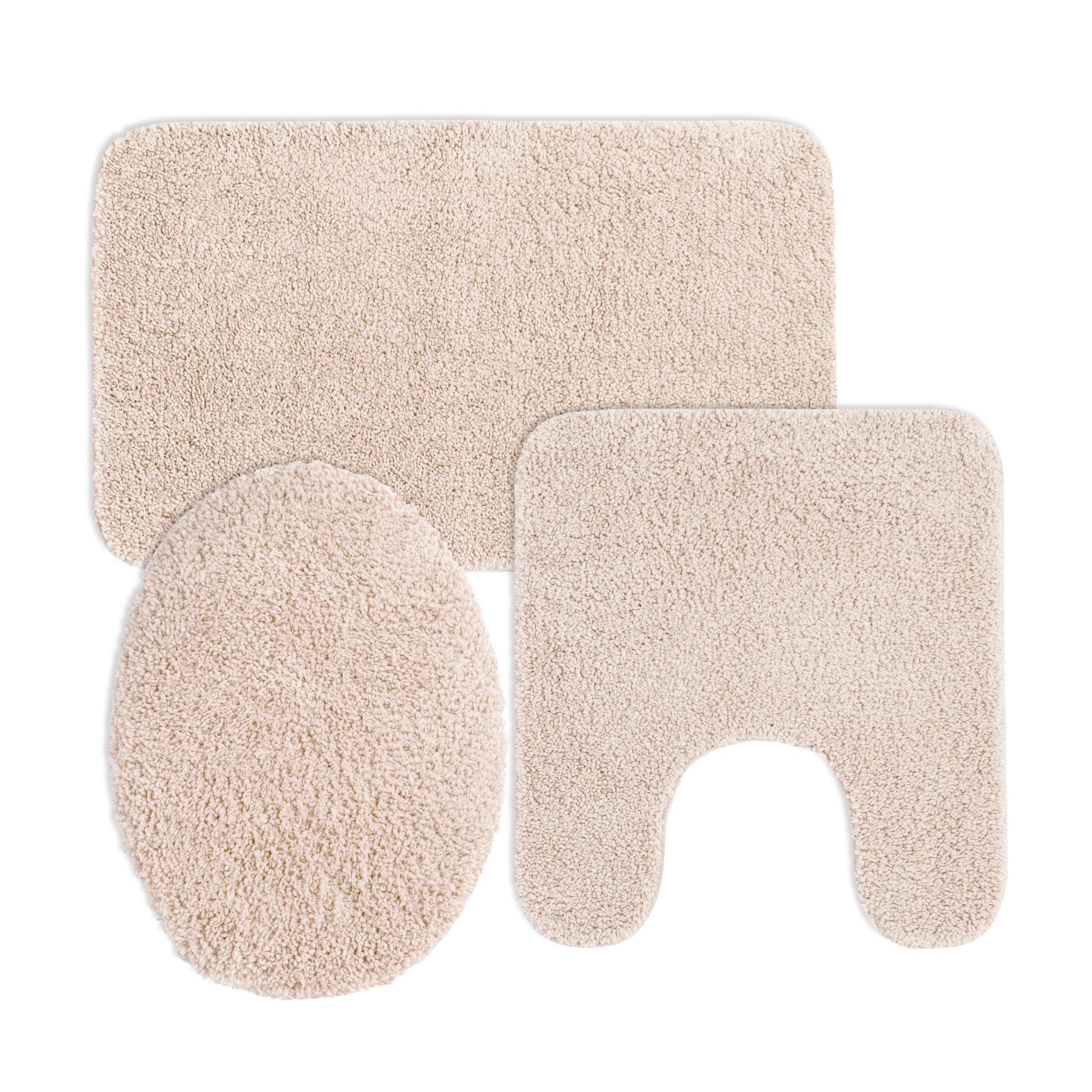 Mainstays Basic 3-Piece Polyester Bath Rug Set: Tan, Contour, Lid Cover ...