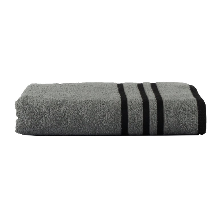 Striped Grey Cotton Soft Bath Towels, For Bathroom, Size: 170x85 cm