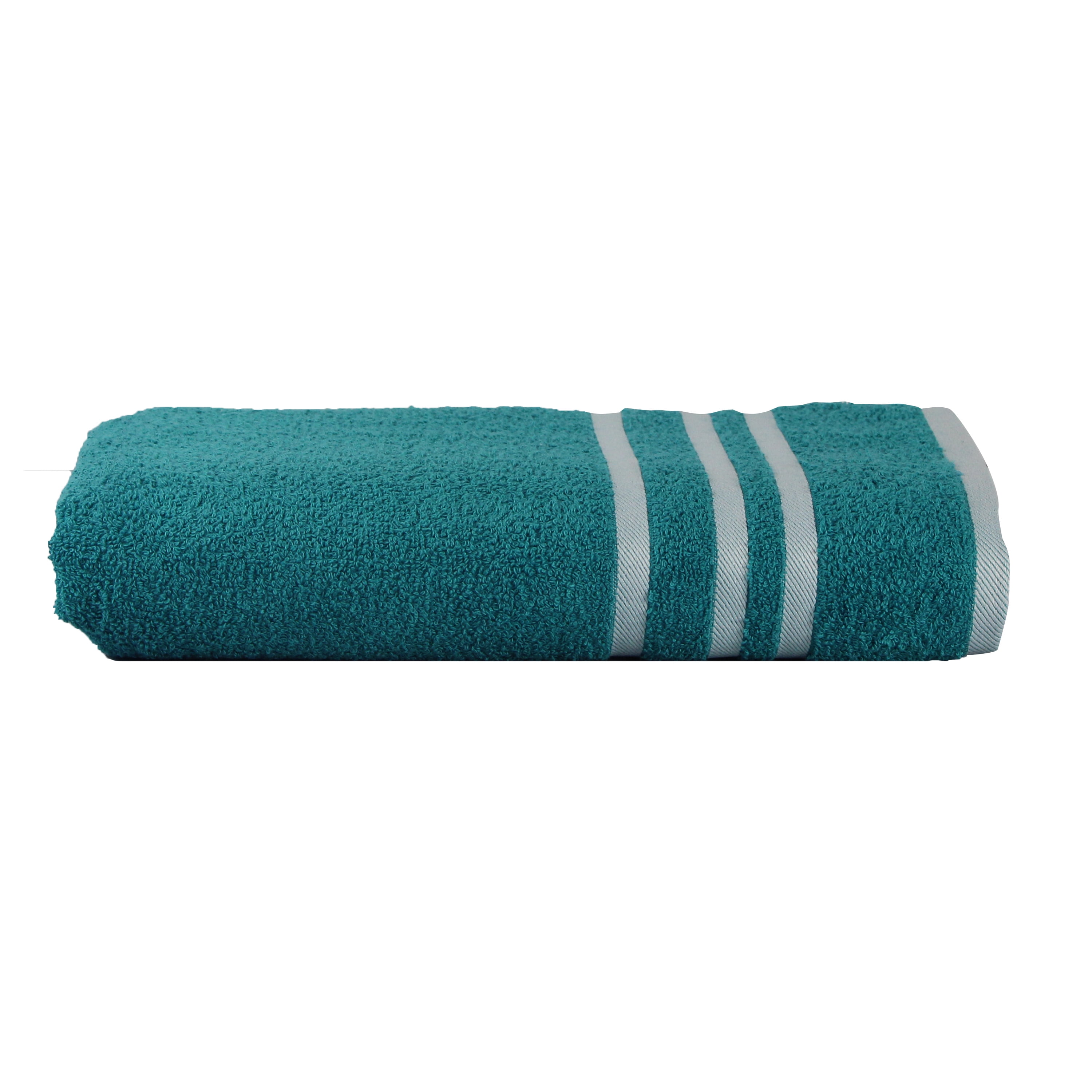 Hand Towel, teal/vanilla stripes