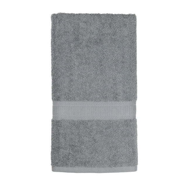 Mainstays Basic Bath Collection Single Hand Towel, Solid Grey