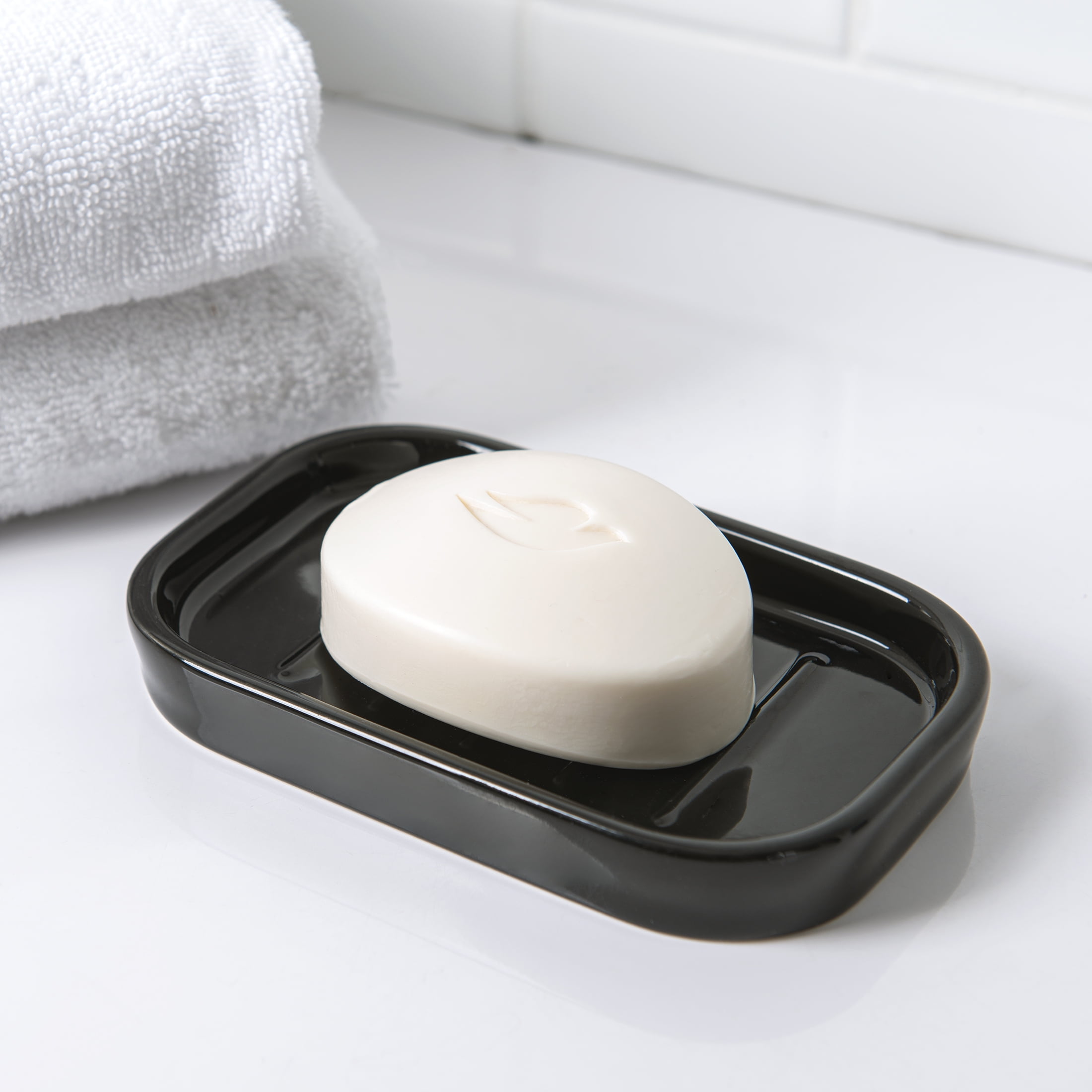 Mainstays Basic Ceramic Soap Dish Rich Black - Walmart.com