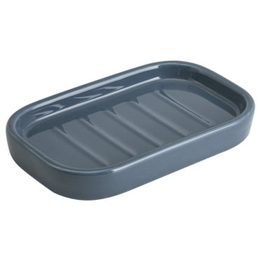 Mainstays Basic Ceramic Soap Dish Washed Indigo Navy Blue