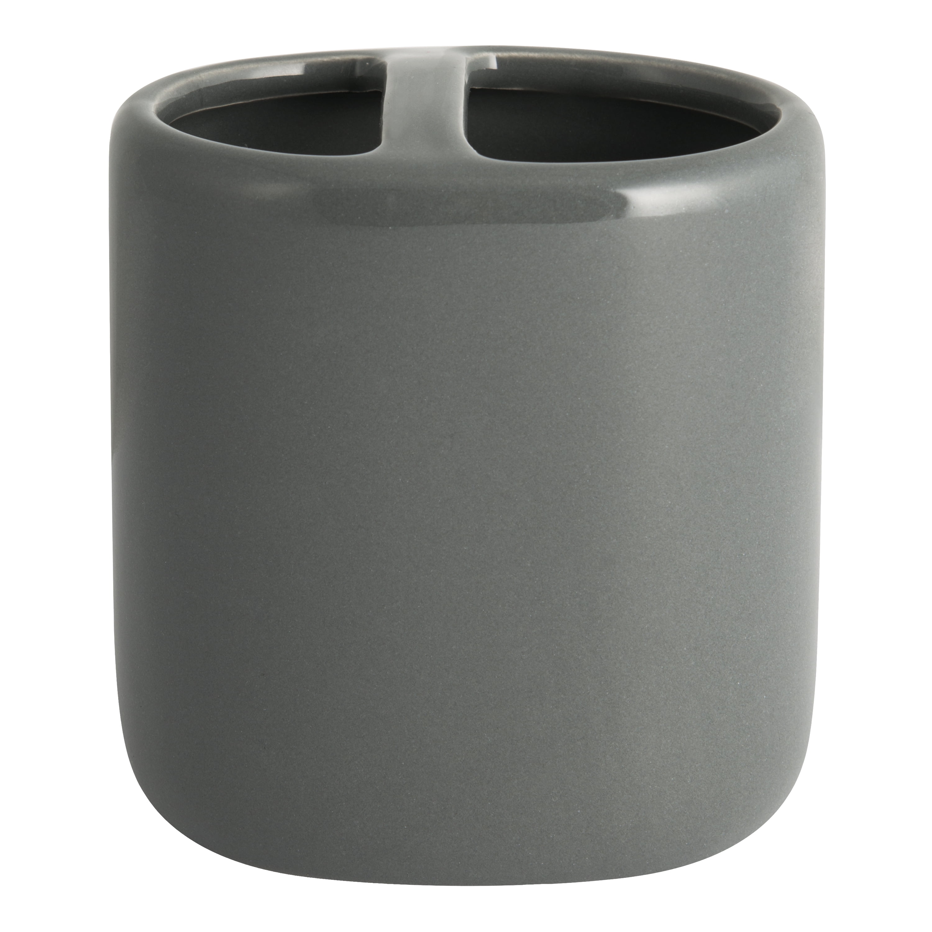 Mainstays Basic Ceramic Toothbrush Holder Light School Grey