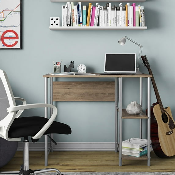 Mainstays Basic Metal Student Computer Desk, Rustic Oak