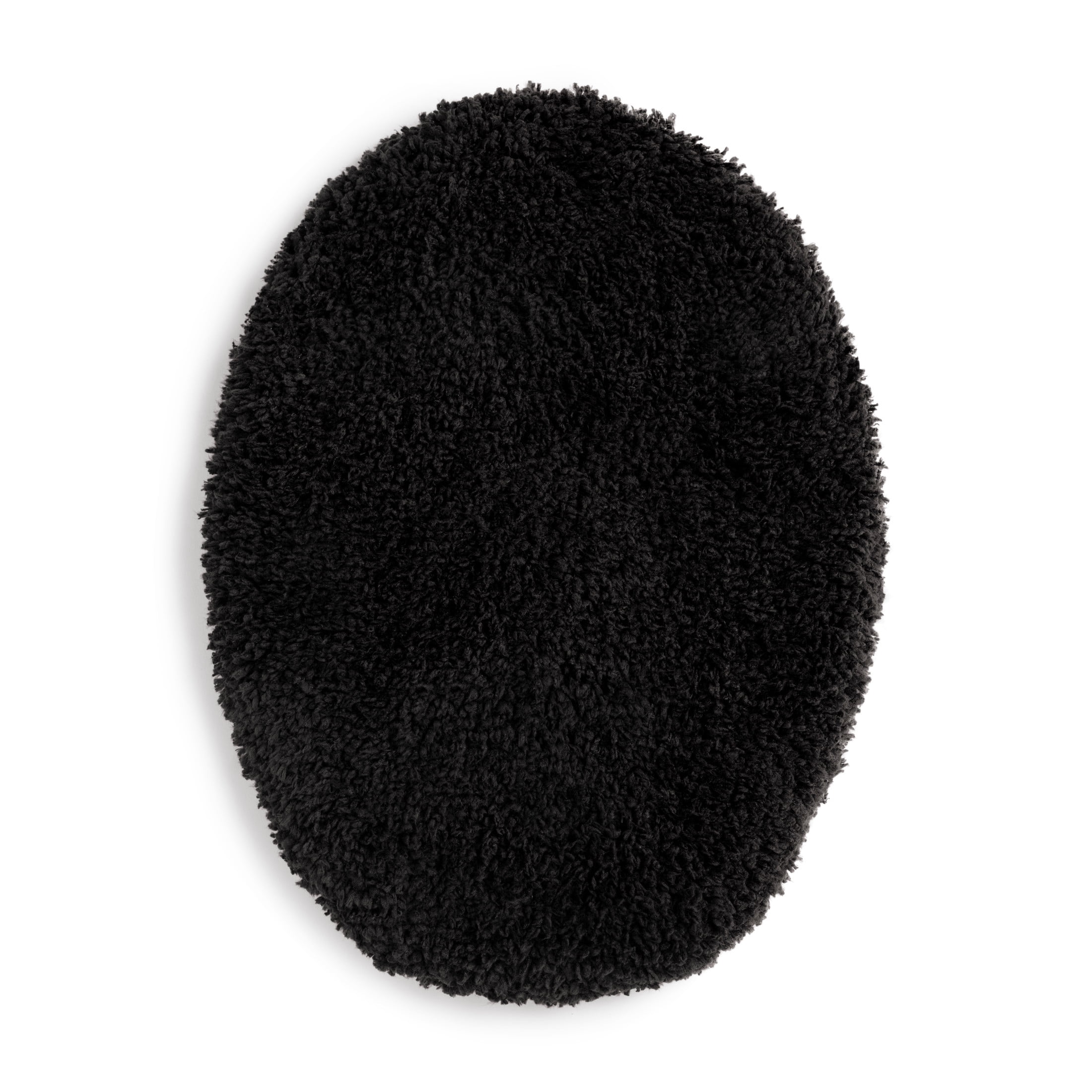 Black Plush Polyester Toilet Lid Cover, 19" x 22"