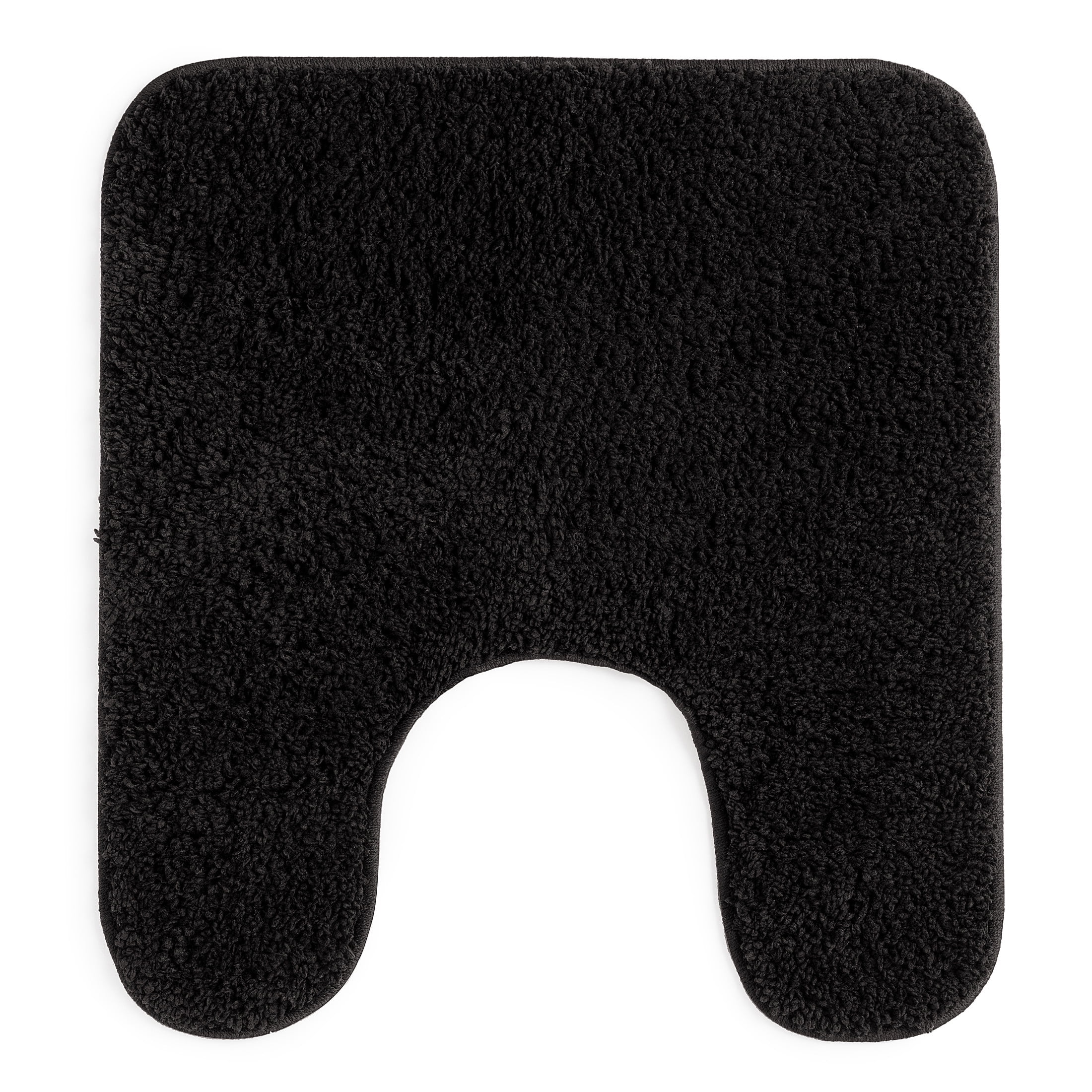 Mainstays Basic Polyester 20" x 22" Contour Bath Rug, Black - Walmart.com