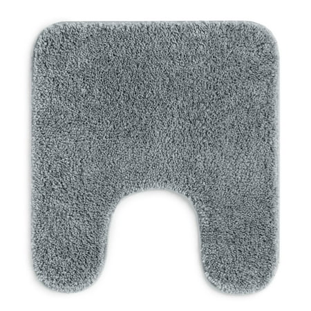 Mainstays Basic Polyester Contour Bath Rug, Grey, 20" x 22"