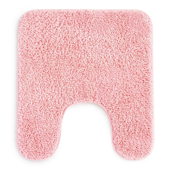 Mainstays Basic Polyester Contour Bath Rug, Pink, 20" x 22"