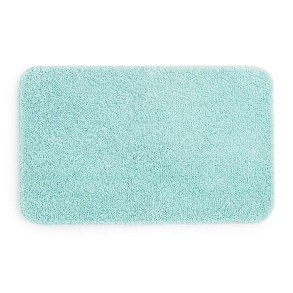 Mainstays Basic Polyester Bath Rug, Aqua, 20" x 32"