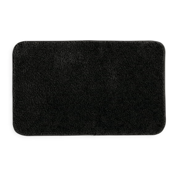 Mainstays Basic Polyester Bath Rug, Black, 20" x 32"