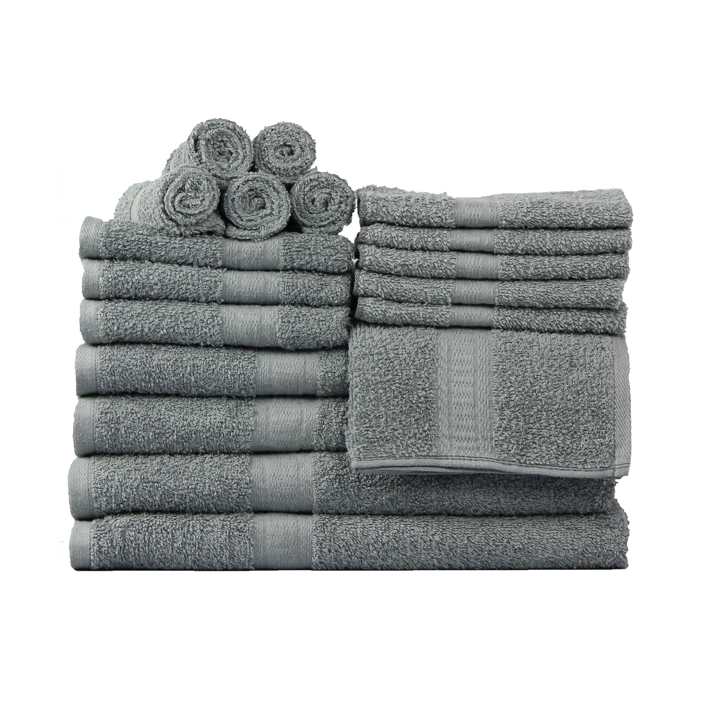 Mainstays Basic Solid 18-Piece Bath Towel Set Collection, School Grey - image 1 of 10