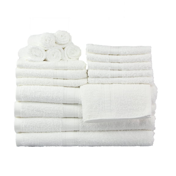 Mainstays Basic Solid 18-Piece Bath Towel Set Collection, White