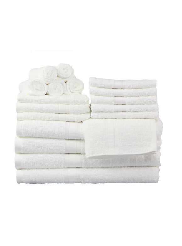 Mainstays Basic Solid 18-Piece Bath Towel Set Collection, White
