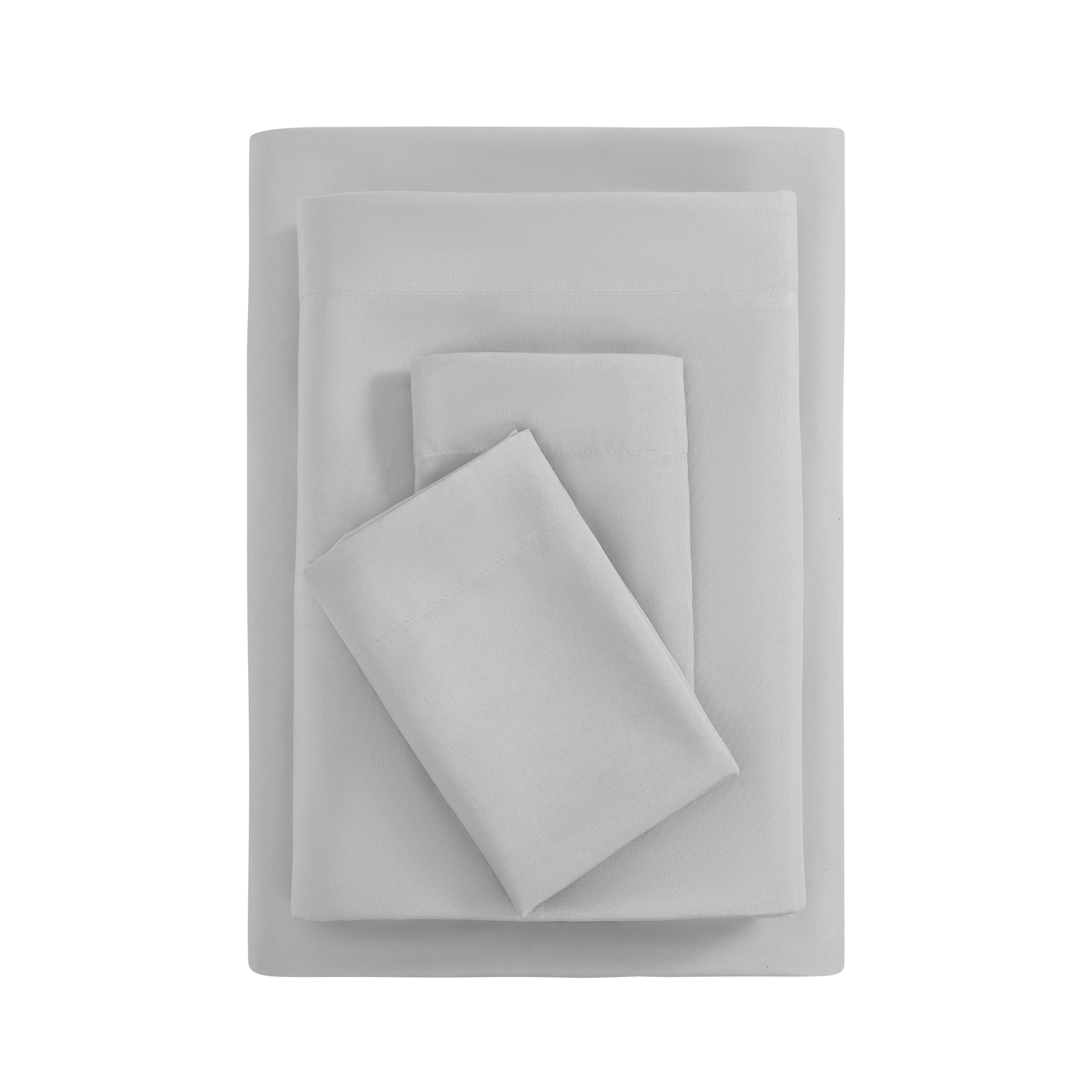 Mainstays Basic Value Microfiber Bed Sheet Set, Light Silver Gray, Queen, 4 Piece